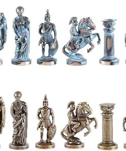 Greek Roman Army Large Chess Set Blue and Copper Without Board
