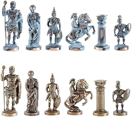 Greek Roman Army Large Chess Set Blue and Copper Without Board Greek Roman Army Large Chess Set Blue and Copper Without Board