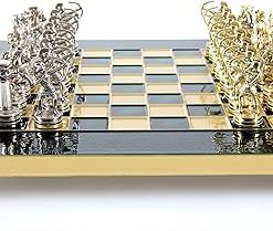 Archers Small Brass and Nickel Chess Set with Green Chess Board 2