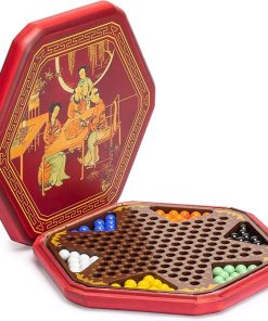 Classic Chinese Checkers Halma Game Set with 12.6-Inch Wooden Board