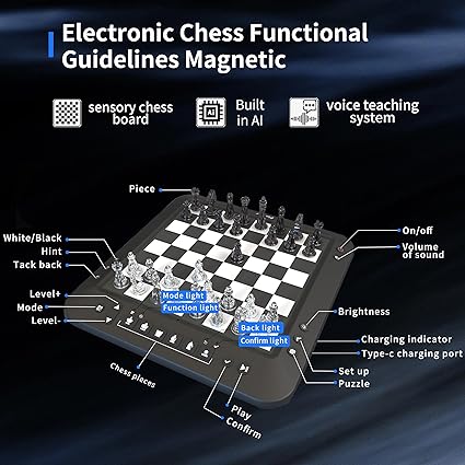 Electronic Chess Set with Battery and LEDs for Play and Practice 2 Electronic Chess Set with Battery and LEDs for Play and Practice - Image 2