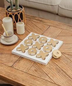 Acrylic Tic Tac Toe Wooden Game Classic Decor for Family Travel Gold 2