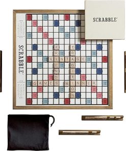 WS Game Company Scrabble Deluxe Vintage Edition Rotating Game Board