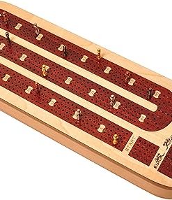 4 Player Wooden Cribbage Board Set with Storage in Bloodwood and Maplewood