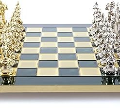 Renaissance Chess Set Brass Nickel Green Chess Board Classic Design 2
