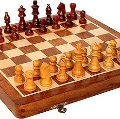 StonKraft Wooden Chess Game Board with Storage Slots 14×14 Inch 2