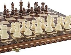 Handmade 21 Inch Wooden Chess Set with Vintage Dubrovnik Chessmen