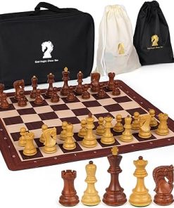 20” Tournament Chess Set Foldable Silicone Chess Board Game Chess Pieces 3.8” King Height Portable Travel Roll up Chess Game Set for Adults and Kids with Storage Bag Family Board Game