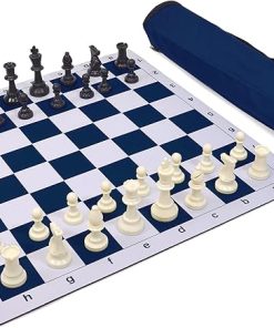Wholesale Chess Triple Weighted Blue Pieces and Mousepad Chess Set
