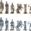 Greek Roman Army Large Brass and Copper Chess Set Without Board 4