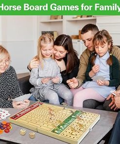 Horse Race Board Game 21 Inches Foldable with 11 Metal Horses and 60 Chips 2