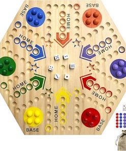 Aggravation Wooden Board Game for 2 to 6 Players with Marbles and Dice