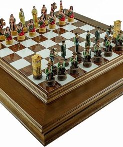 American West Chessmen and Napolitano Luxury Chess Board from Italy