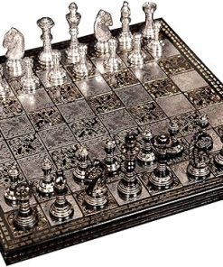 Antique 10 Inch Chess Board Set Handmade Brass Collectible Game 2