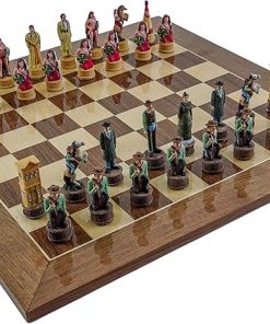 American West Chessmen and Columbus Avenue Chess Board from Spain