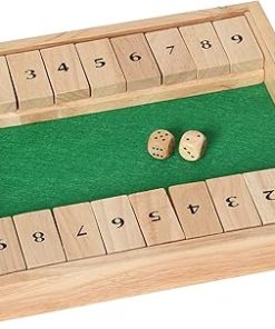 Muba Wooden Shut The Box Game for 2 Players – Medium Travel Board Game