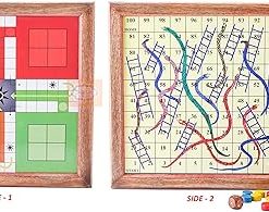 Classic Wooden 2 in 1 Ludo Snakes and Ladders Travel Board Game