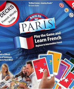 Learn French Board & Card Game Race to Paris | Fun for Family Kids Adults School | Play & Talk French Language | 4 Decks, Speak 100’s of Words & Vocabulary in a Flash | Boardgame, 1–4 Players