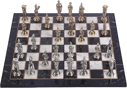 Mythologic Pegasus Chess Set with Handmade Pieces and Marble Board 2