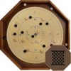 Large 21 Inches Horse Race Board Game Thickened Wood Finish Line Horse Racing Game for Friend’s Party Included 11 Metal Horses,2 Dices and 2 Decks of Cards（Oval,Vintage Flame） 4