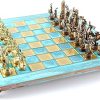 Greek Mythology Chess Set Blue Copper with Brown Chess Board 3