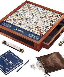 Scrabble Trophy Luxury Edition Rotating Wooden Game Board by WS Game Company