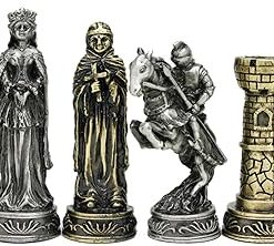 Pewter Medieval Themed Chess Set Unique Metal Luxury Chess for Adults