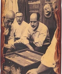 Handmade Backgammon Set, Backgammon Players Gravure, Large Size (48x26cm – 18.9”x10.2 Closed)