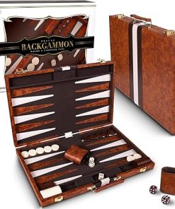 Backgammon Set 15 Inch Classic Board Game for Adults and Kids Brown 2