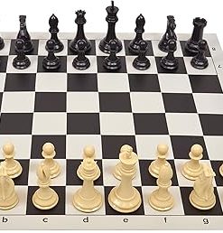 Wholesale Quadruple Weighted Chess Pieces and Vinyl Board Set Black 2