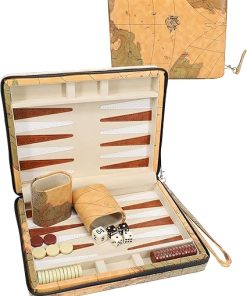 Magnetic Map Style Backgammon Board with Strap – Travel Game Set