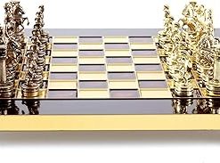 Greek Roman Army Chess Set Brass Copper with Red Board 2