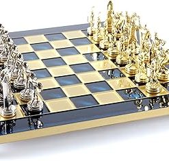 Greek Mythology Chess Set Brass Nickel Blue Chess Board 68 Characters