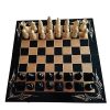 Black Wooden Chess Set with Carved Beech Wood Board Educational Game Gift 4