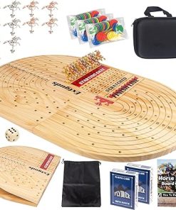 Wood Horse Racing Board Game,Horse Racing Game,Foldable Horse Race Game,Large 24.8in,11 Premium Metal Horses,96 Chips,2 dice,2 Boxes of Playing Cards,1 Accessory Storage Box,1 Large Storage Bag