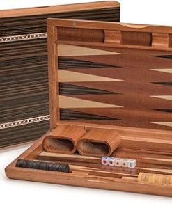 Yellow Mountain Imports Inlaid Backgammon Set with Wooden Pieces 13 Inch