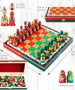 Russian Doll Chess Set Themed Wood Decor Unique Souvenirs and Gifts 2
