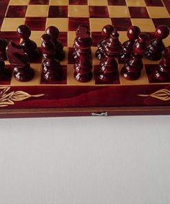 Red Wooden Chess Set with Checkers Backgammon 15×15 Inch Game Box 2