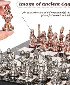 Large Egyptian Metal Chess Set 15-Inch Foldable Board for Adults 2