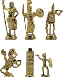Large Handmade Metal Chess Pieces Ancient Greece King 11 cm Set