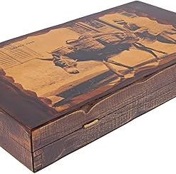 Handmade Wooden Backgammon Game Set, The Donkey Design – Small Size (30x15x5 cm – 11.8”x5.9”x1.9” Closed) 2