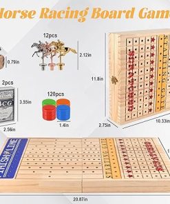 Horse Racing Board Game 21 Inches with 11 Metal Horses and 120 Chips 2