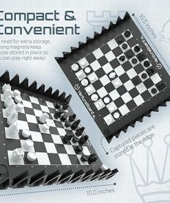 XL Full-Size 10 Inch Magnetic Chess Set Folding Travel Game Black Grey 2