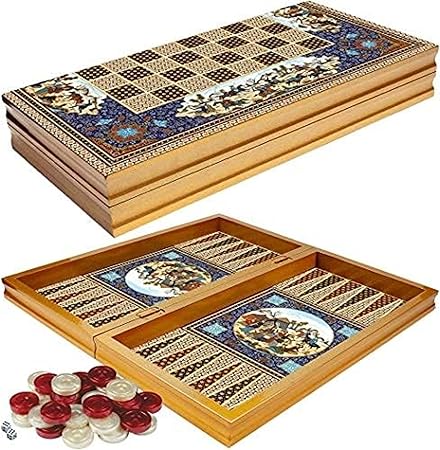 LaModaHome Classical Backgammon Set Wooden Board for Family Fun 2 LaModaHome Classical Backgammon Set Wooden Board for Family Fun - Image 2
