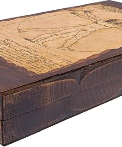 Handmade Wooden Backgammon Game Set, Vitruvian Man Gravure – Small Size (30x15x5 cm – 11.8”x5.9”x1.9” Closed) 2
