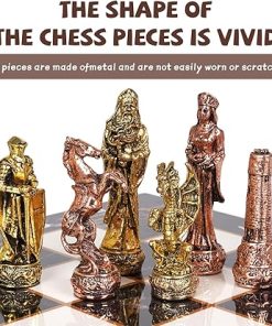 Vintage Metal Chess Set with Marbled Board 15 Inch Travel Game 2