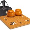 Bamboo 19×19 Reversible Go Game Set with Glass Stones and Jujube Bowls
