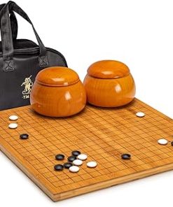 Bamboo 19×19 Reversible Go Game Set with Glass Stones and Jujube Bowls
