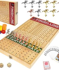 Horse Race Board Game 21 Inches Foldable with 11 Metal Horses and 60 Chips