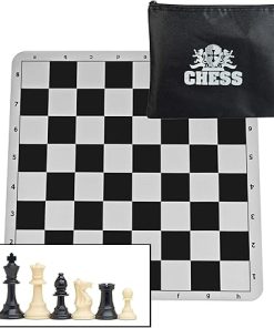 WE Games Travel Chess Set with 20 in Black Silicone Board and Weights